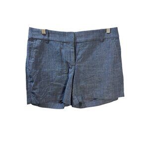 J.Crew Womens Blue Chambray Shorts Size 10 With Pockets &‎ Zip Closure